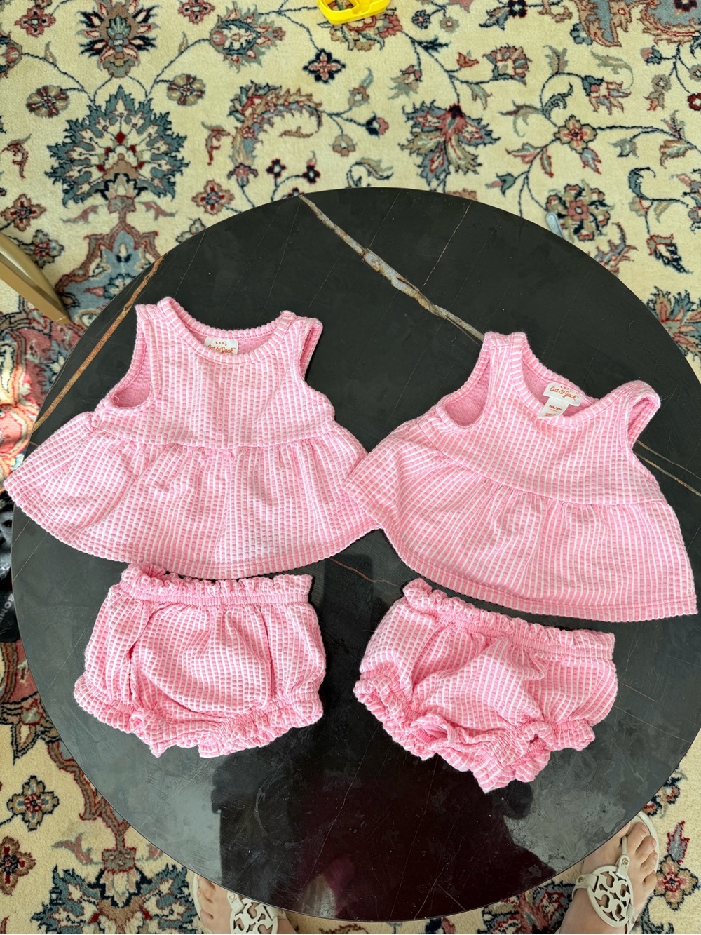 Cat & Jack Pink Seersucker Twin Tank Tops & Bloomers Set